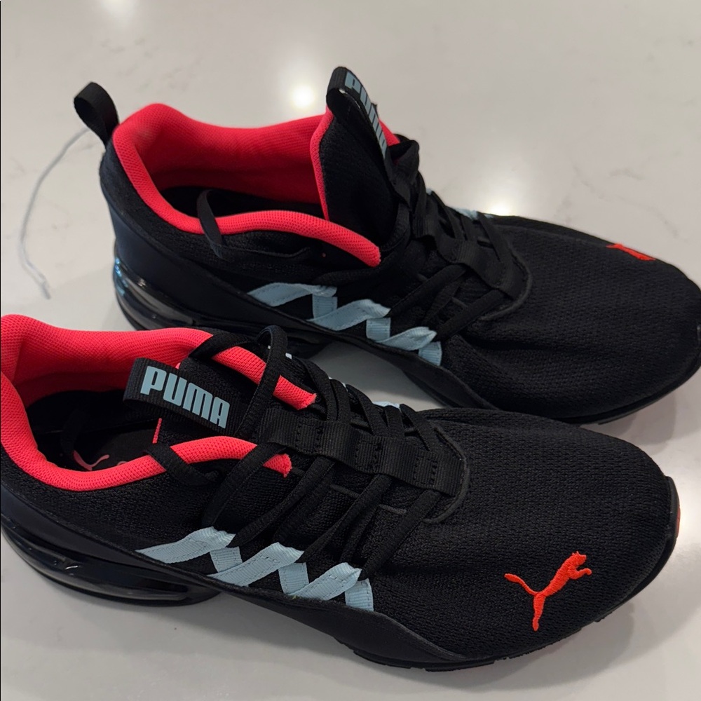 Puma Black Sneakers with Red and Gray Accents